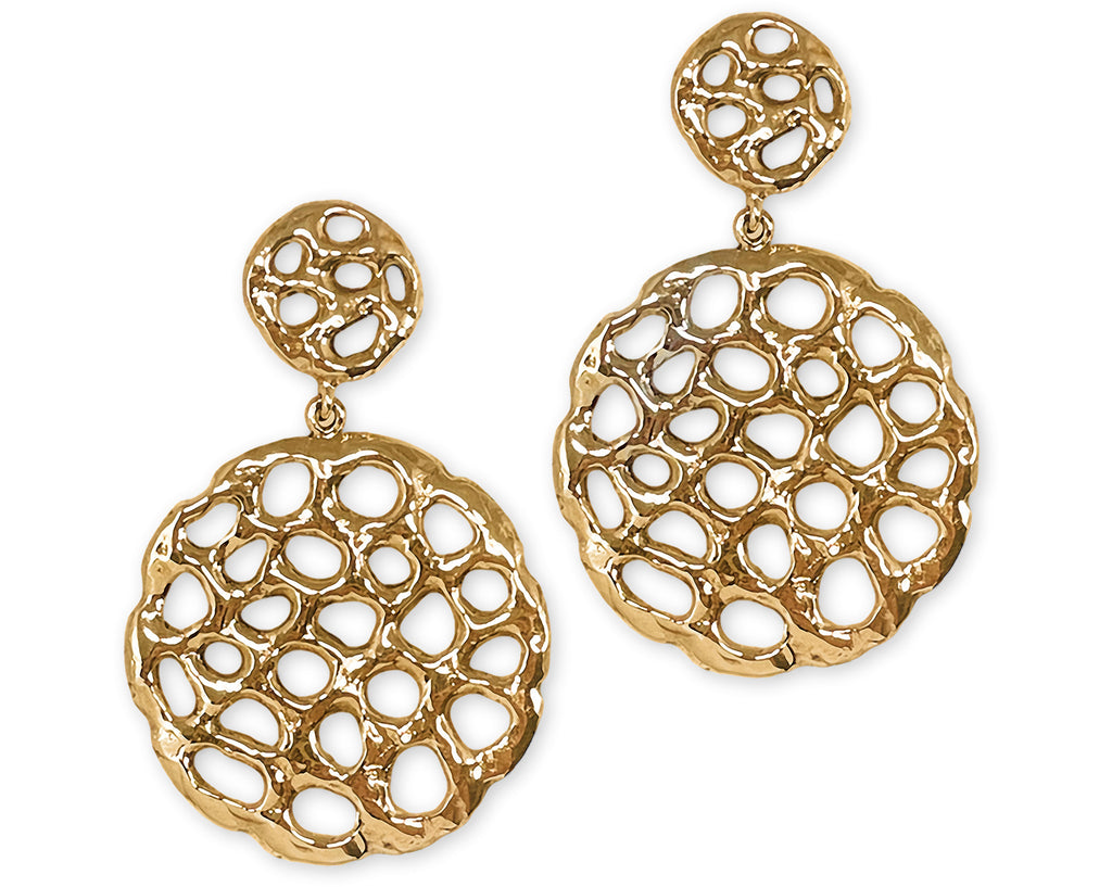 Fashion Earrings Jewelry 14k Yellow Gold Plated Handmade Honeycomb Earrings  FAHC2-EY