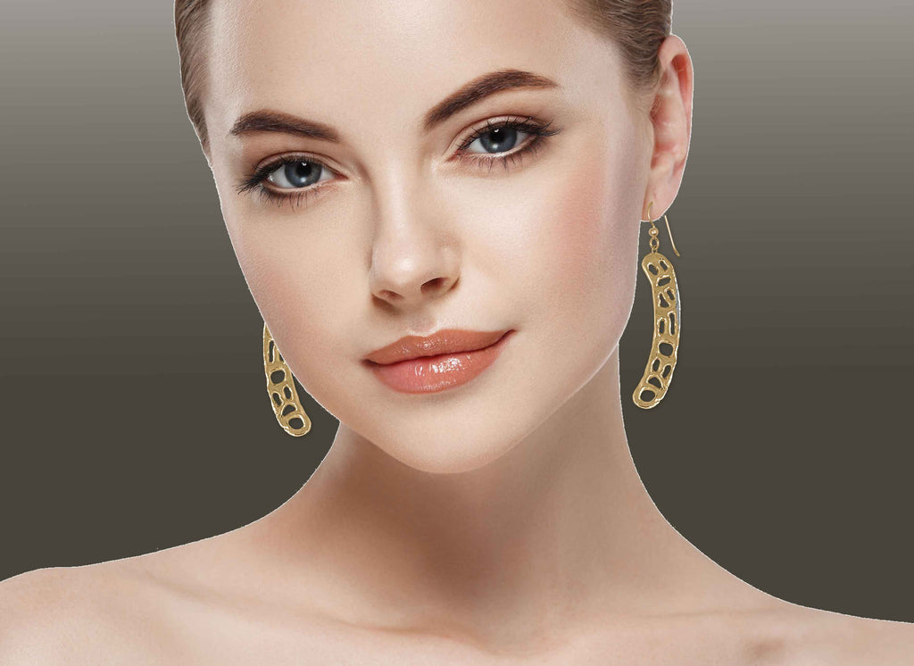 Fashion Earrings Jewelry 14k Yellow Gold Plated Handmade Honeycomb Fashion Earrings  FAHC4-EG
