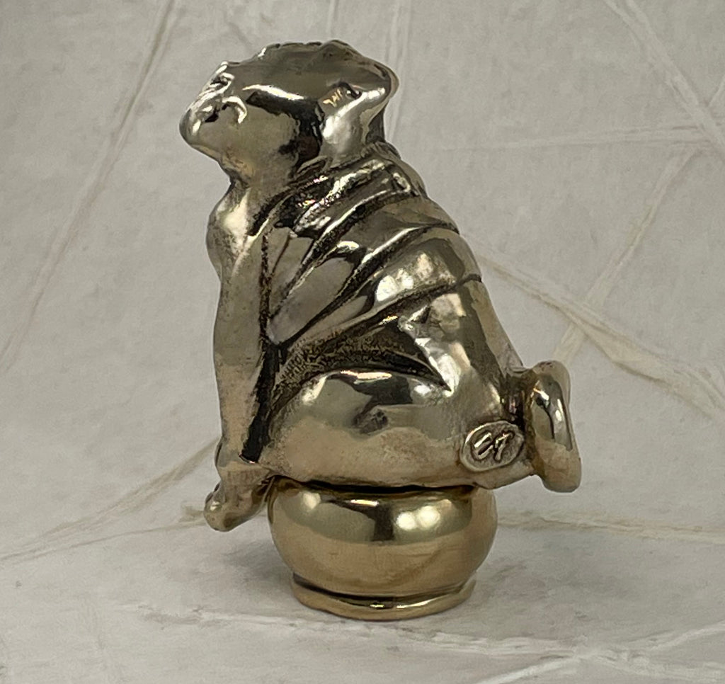 Pug Figurine Box Yellow Bronze Handmade Pug Sculpture PG4-BX