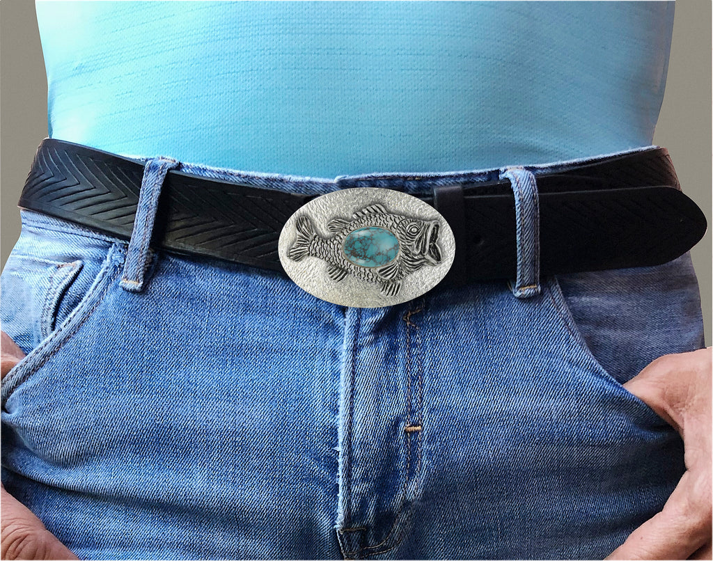Wide Mouth Bass Belt Buckle Sterling Silver Handmade Wide Mouth Bass Jewelry  WMB10-CTBK