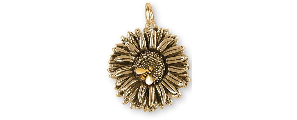 Aster Charms Aster Charm 14k Yellow Gold Aster Flower Jewelry Aster jewelry