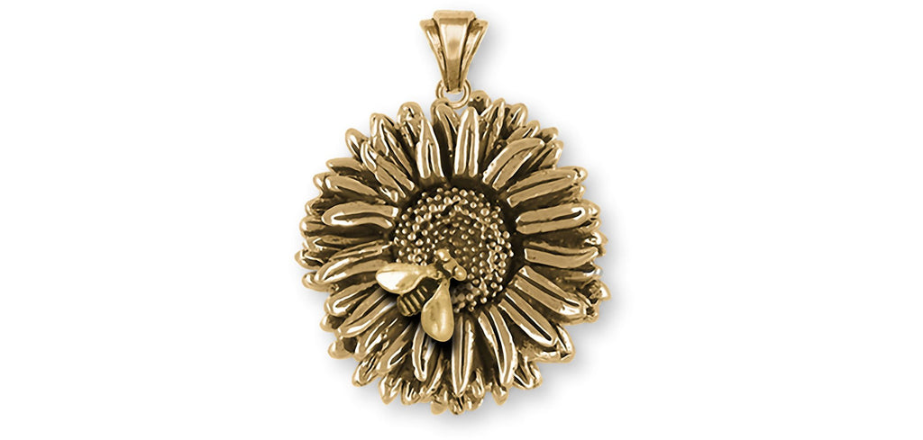 Aster Charms Aster Pendant 14k Yellow Gold Aster Flower Jewelry Aster jewelry