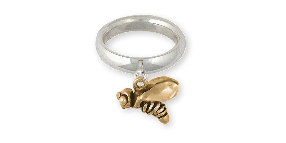 Honey Bee Charms Honey Bee Ring Silver And 14k Gold Honeybee Jewelry Honey Bee jewelry