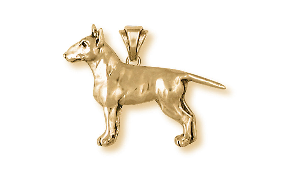 Bull Terrier Pendant Handmade 14K Yellow Gold Dog Vermeil Jewelry BU11-PVM