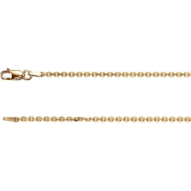 Diamond Cut Cable Chain, 18 Inches Long 1.75 Mm Ch125g Charms Diamond Cut Cable Chain, 18 Inches Long 1.75 Mm Ch125g  14k Yellow Gold  Jewelry Diamond Cut Cable Chain, 18 inches Long 1.75 mm CH125G jewelry