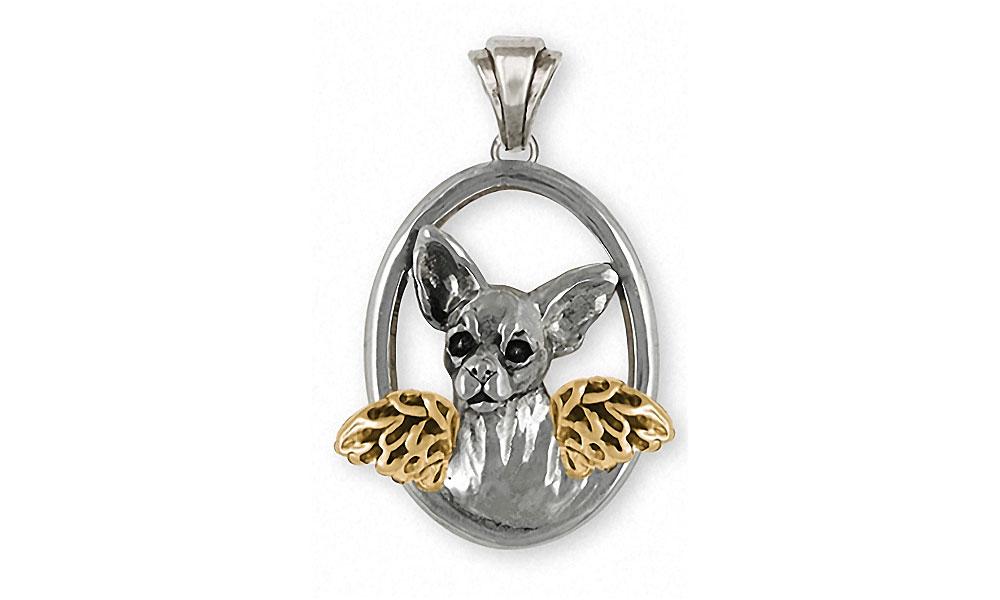 Chihuahua Charms Chihuahua Pendant Silver And 14k Gold Dog Jewelry Chihuahua jewelry