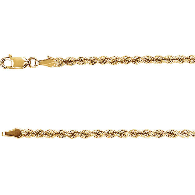 Rope Chain, 18 Inches Long 3 Mm  - Ch957 Charms Rope Chain, 18 Inches Long 3 Mm  - Ch957  14k Yellow Gold  Jewelry Rope Chain, 18 Inches Long 3 mm  - CH957 jewelry