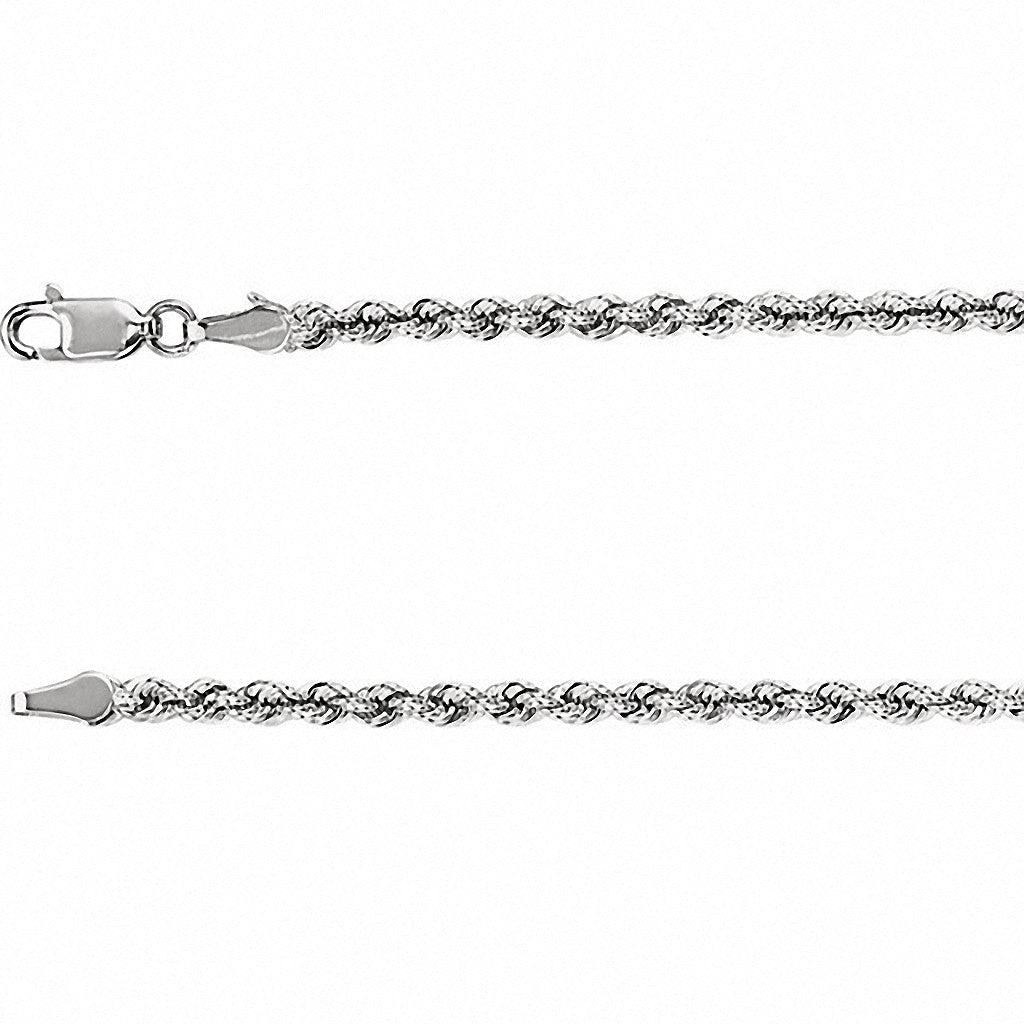 Rope Chain, 20 Inches Long 3 Mm  - Ch957 Charms Rope Chain, 20 Inches Long 3 Mm  - Ch957  14k White Gold  Jewelry Rope Chain, 20 Inches Long 3 mm  - CH957 jewelry