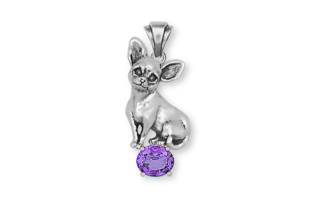 Chihuahua  Charms Chihuahua  Birthstone Pendant Handmade Sterling Silver Dog Jewelry Chihuahua  jewelry