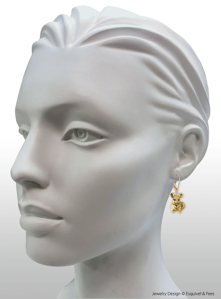Chinchilla Jewelry 14k Gold Handmade Chinchilla Earrings  CL10-EG