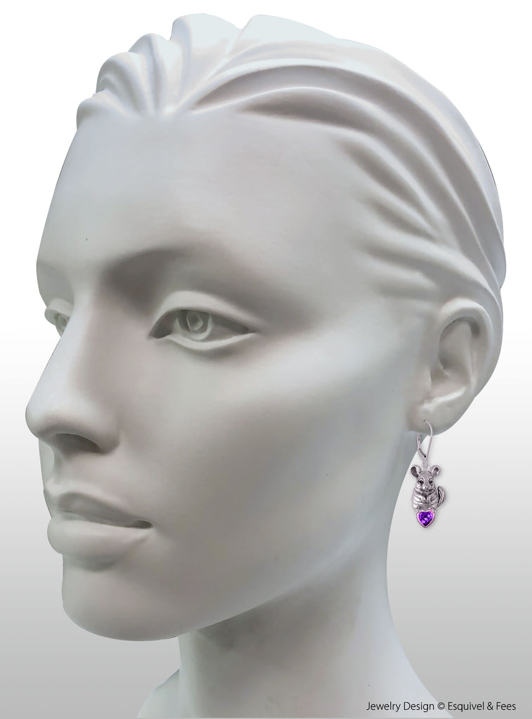 Chinchilla Jewelry Silver And 14k Gold Handmade Chinchilla Birthstone Earrings  CL10-SE
