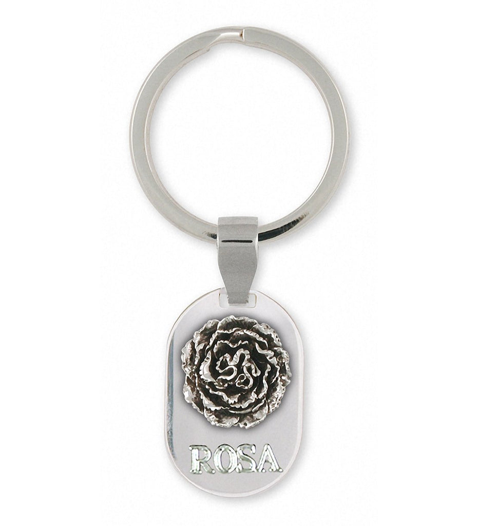 Carnation Charms Carnation Key Ring Sterling Silver Flower Jewelry Carnation jewelry