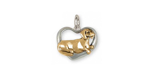 Dachshund Charm Jewelry Silver And Gold Handmade Dog Charm DA27-TNC