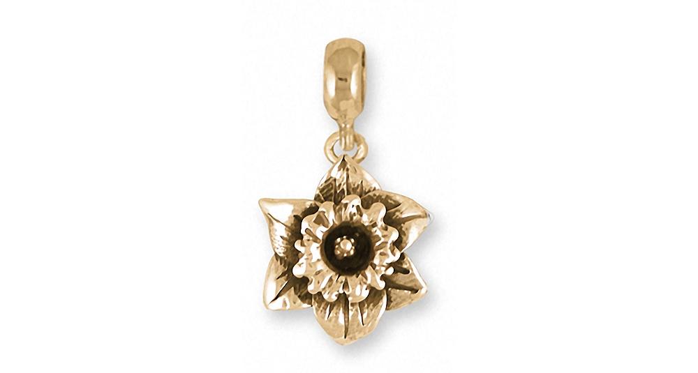 Daffodil Charms Daffodil Charm Slide 14k Gold Flower Jewelry Daffodil jewelry