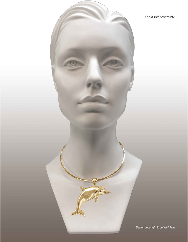 Dolphin Jewelry 14k Gold Vermeil Handmade Dolphin Pendant  DLP3-PVM