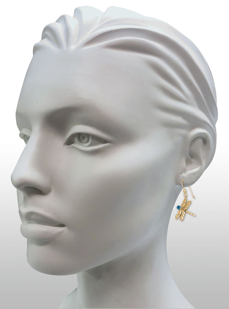 Dragonfly Jewelry 14k Gold Handmade Dragonfly Earrings  DY1-SEG