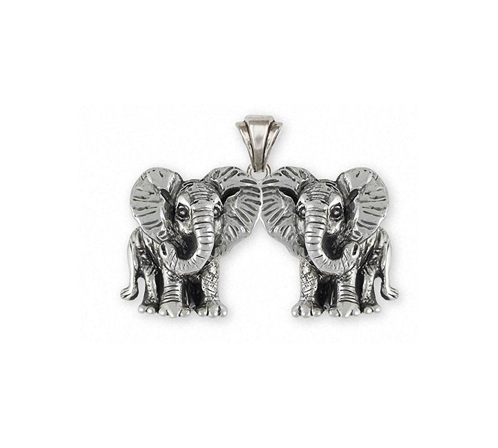 Double Elephant Charms Double Elephant Pendant Sterling Silver Wildlife Jewelry Double Elephant jewelry