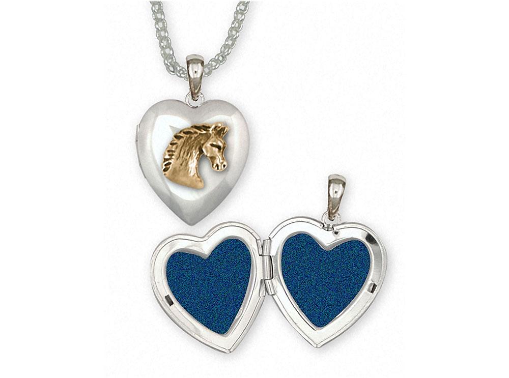 Horse Charms Horse Photo Locket Silver And 14k Gold Horse Jewelry Horse jewelry
