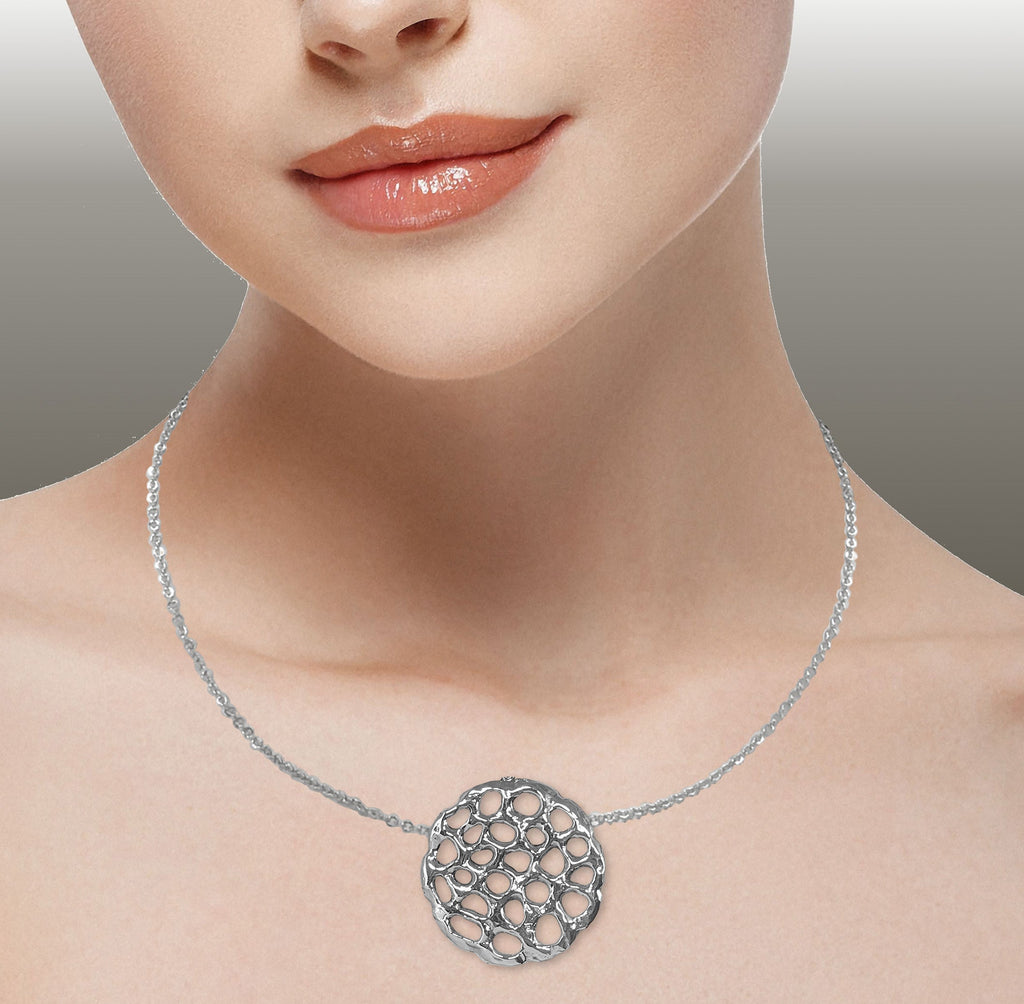 Fashion Necklace Charms Fashion Necklace Necklace Sterling Silver Honeycomb Jewelry Fashion Necklace jewelry