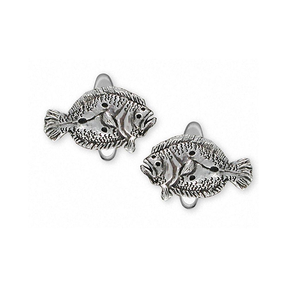 Flounder Charms Flounder Cufflinks Sterling Silver Fish Jewelry Flounder jewelry