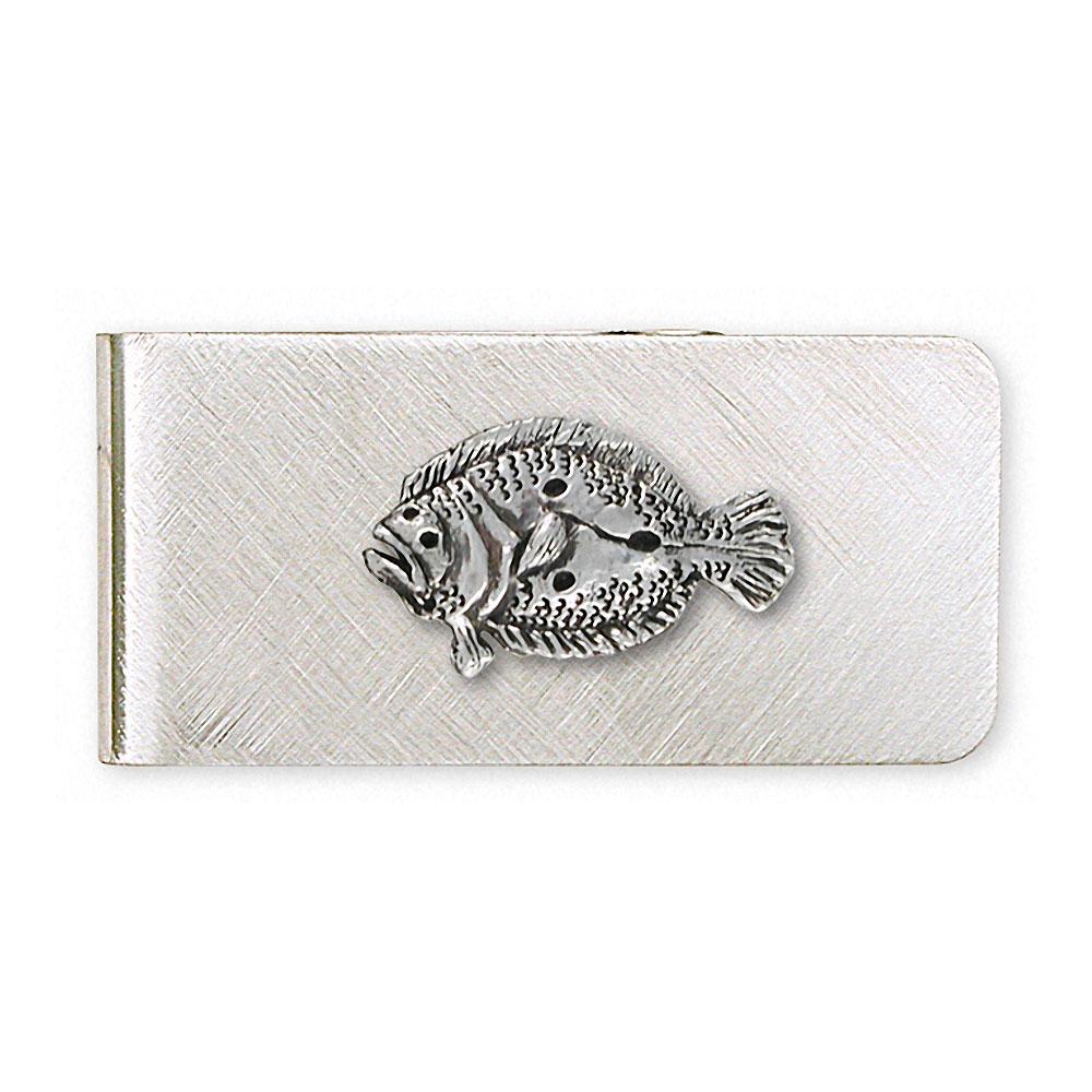 Flounder Charms Flounder Money Clip Sterling Silver Fish Jewelry Flounder jewelry