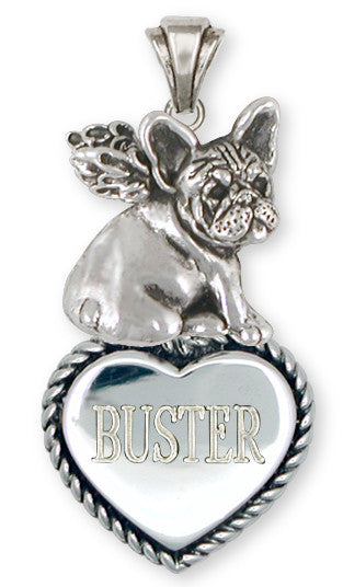 French Bulldog Angel Personalized Pendant Handmade Sterling Silver Dog Jewelry FR21A-TP