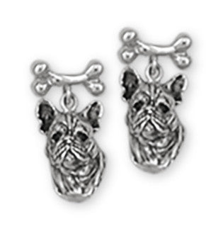 French Bulldog Earrings Handmade Sterling Silver Dog Jewelry FR3-BN3