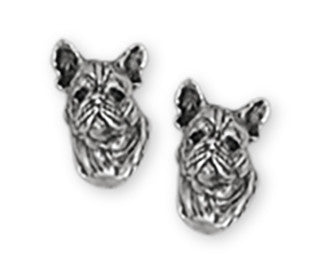 French Bulldog Earrings Handmade Sterling Silver Dog Jewelry FR3-E