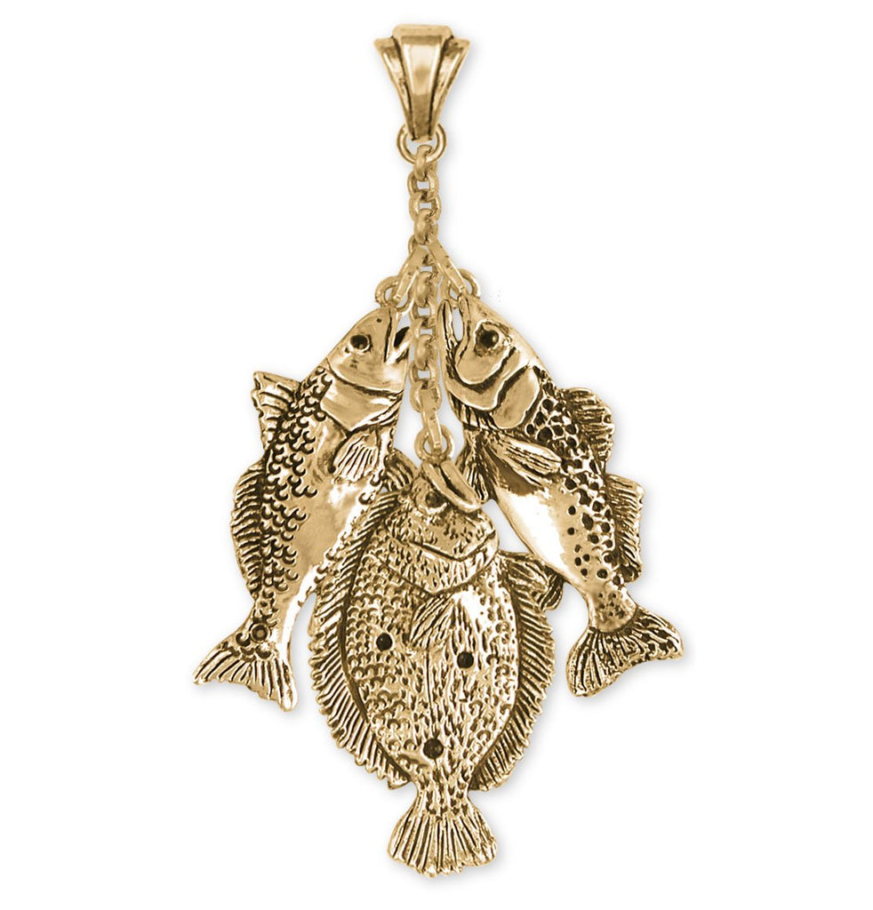 Grand Slam Fish Charms Grand Slam Fish Pendant 14k Gold Full Stringer Jewelry Grand Slam Fish jewelry