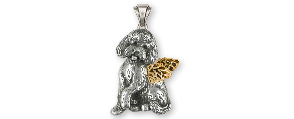 Goldendoodle Charms Goldendoodle Pendant Silver And 14k Gold Goldendoodle Jewelry Goldendoodle jewelry