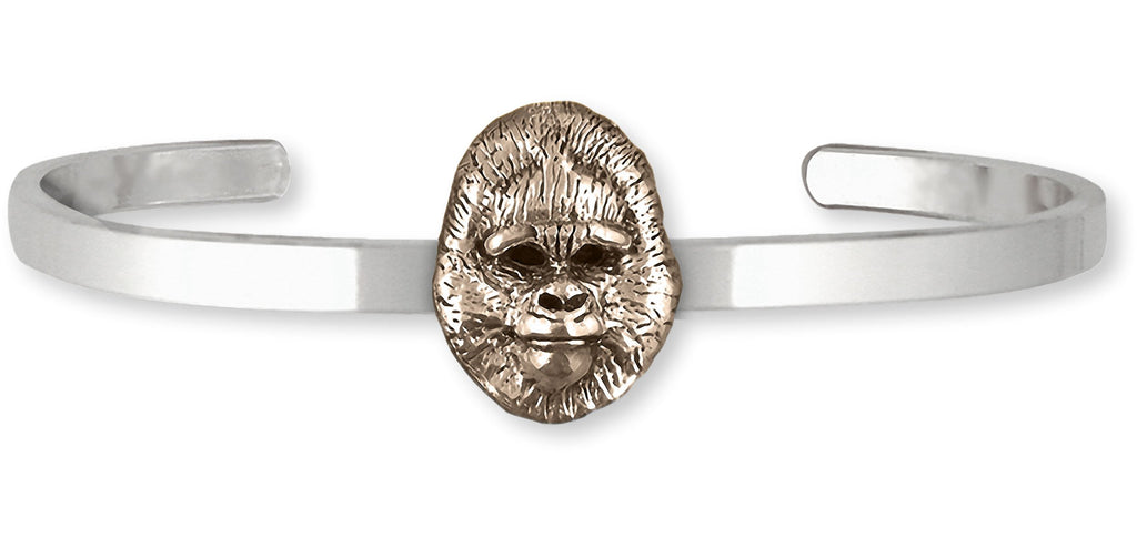 Gorilla Charms Gorilla Bracelet Sterling Silver And Yellow Bronze Gorilla Jewelry Gorilla jewelry