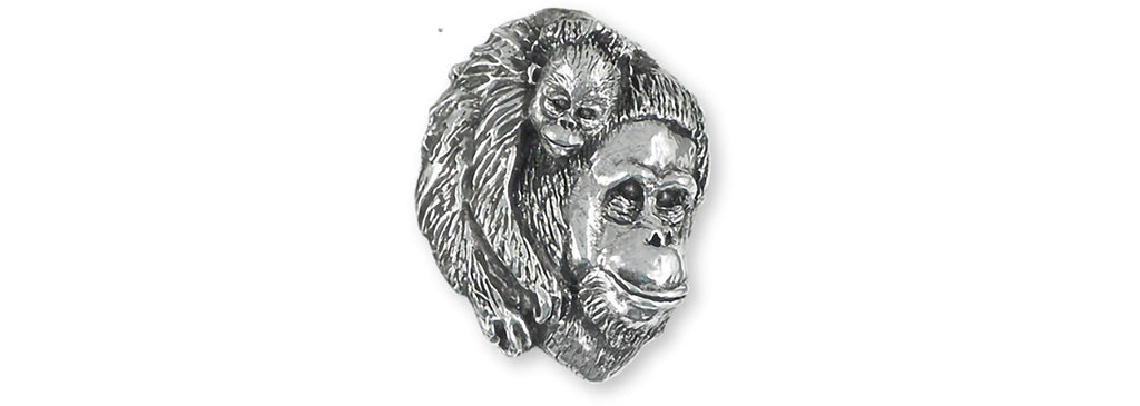 Orangutan Charms Orangutan Brooch Pin Sterling Silver Orangutan And Baby Jewelry Orangutan jewelry