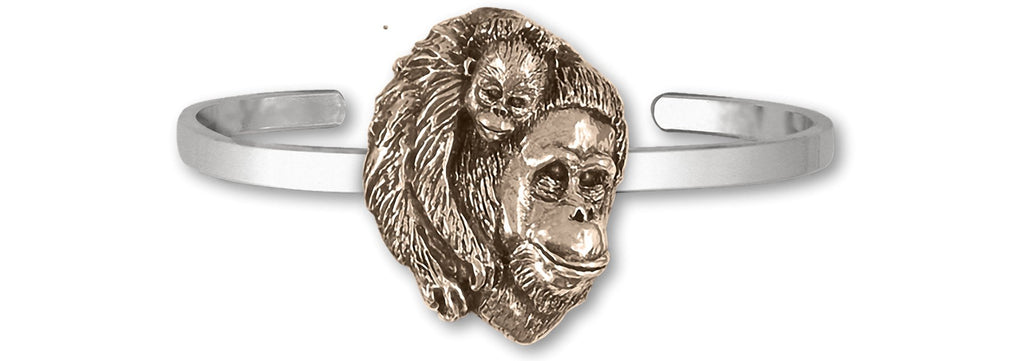 Orangutan Charms Orangutan Bracelet Sterling Silver And Yellow Bronze Orangutan And Baby Jewelry Orangutan jewelry