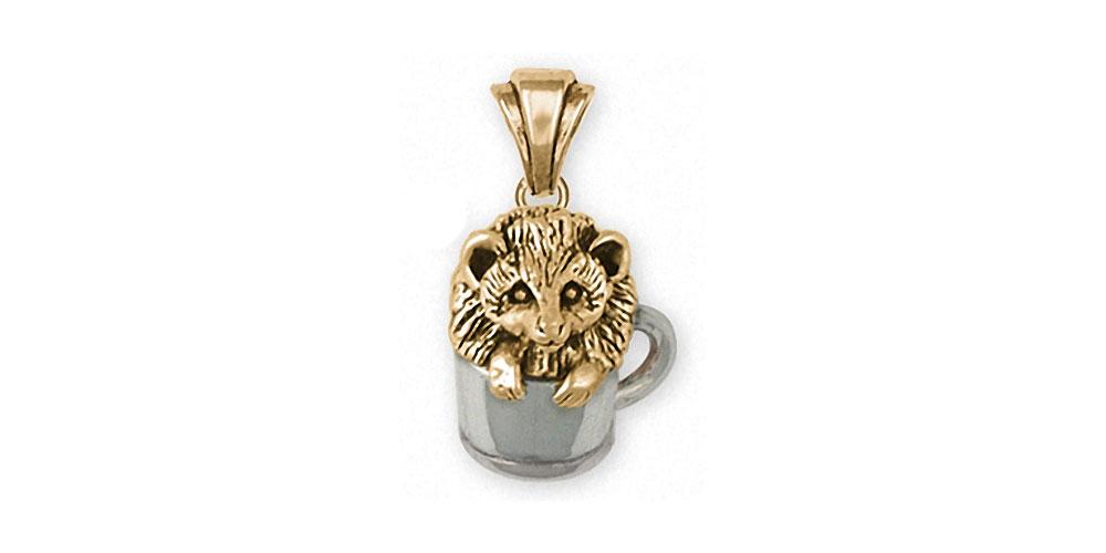 Hedgehog Charms Hedgehog Pendant Silver And 14k Gold Hedgehog Jewelry Hedgehog jewelry