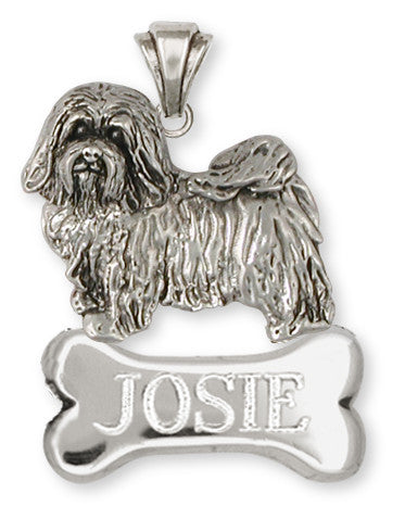 Havanese Personalized Pendant Handmade Sterling Silver Dog Jewelry HV6-NP