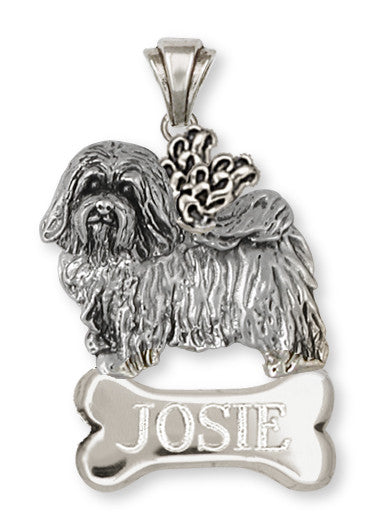 Havanese Angel Personalized Pendant Handmade Sterling Silver Dog Jewelry HV6A-NP