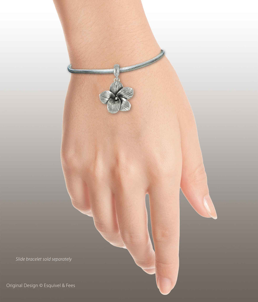 Jasmine Jewelry Sterling Silver Handmade Jasmine Flower Charm Slide This Charm Will Fit A Pandora® Slide Bracelet JAS1-PNS