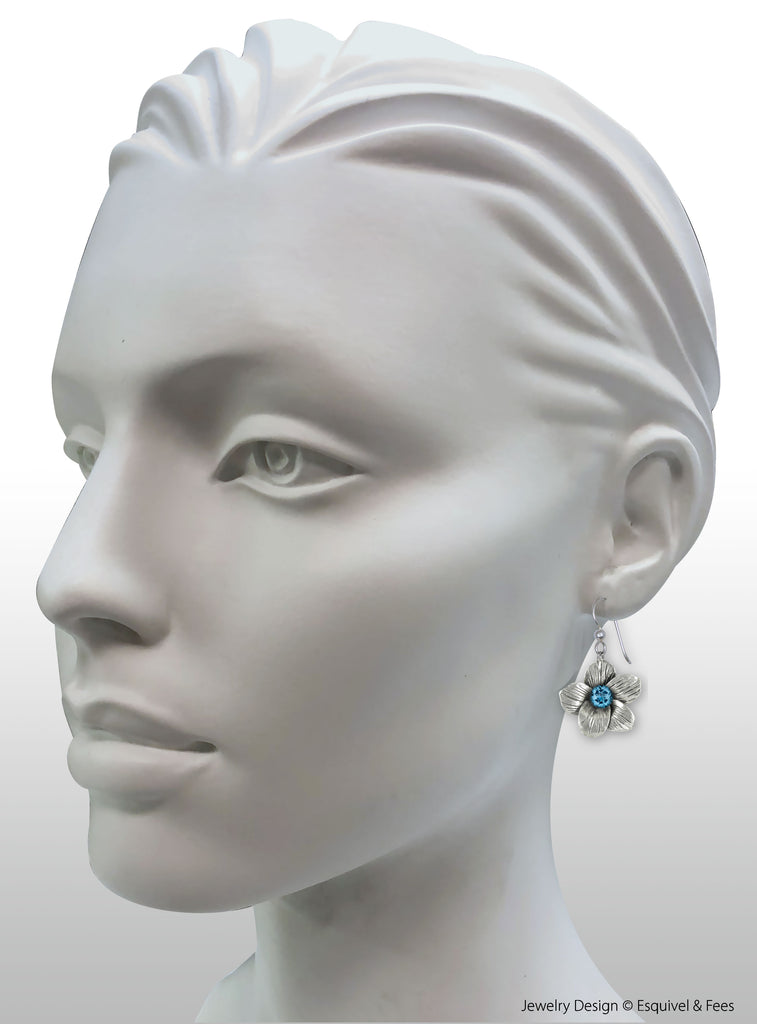 Jasmine Jewelry Sterling Silver Handmade Jasmine Flower Birthstone Earrings  JAS1-SE