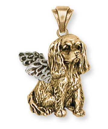 Cavalier King Charles Spaniel Angel Pendant Jewelry Handmade 14k Gold Vermeil KC4-AP2VM