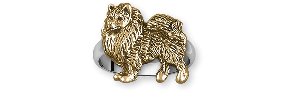 Keeshond Charms Keeshond Ring Silver And 14k Gold Keeshond Jewelry Keeshond jewelry