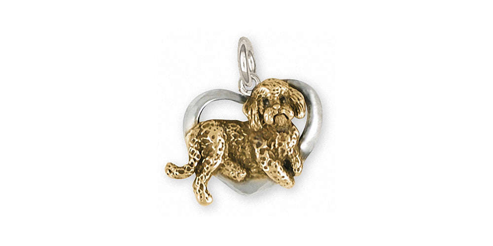 Labradoodle Charms Labradoodle Charm Silver And Gold Dog Jewelry Labradoodle jewelry