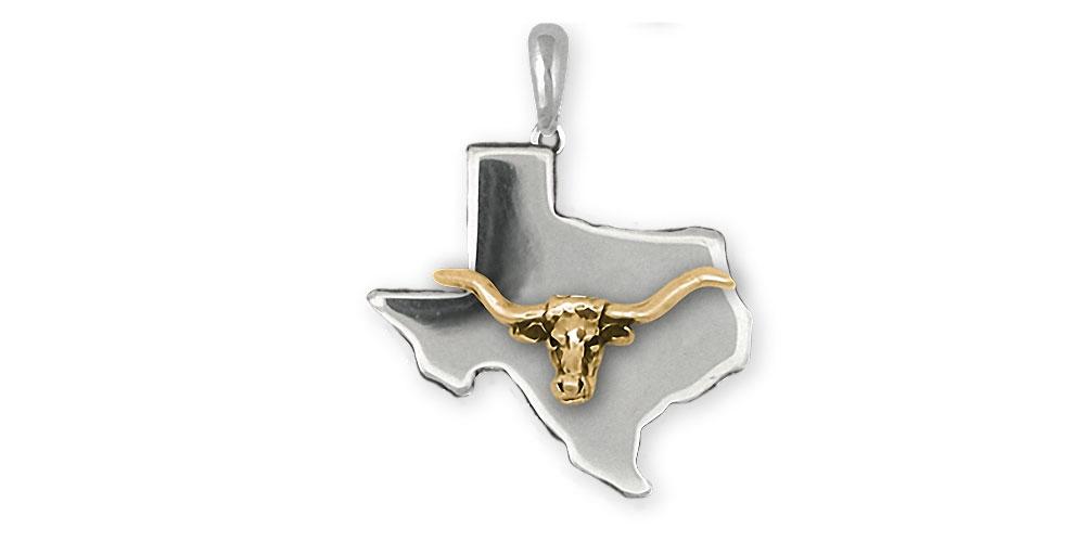 Longhorn Charms Longhorn Pendant Silver And 14k Gold Longhorn Jewelry Longhorn jewelry
