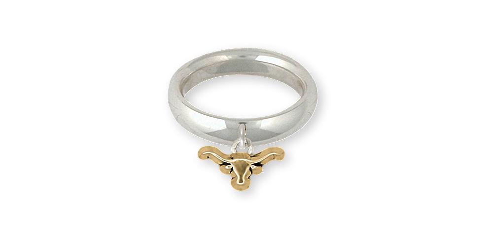 Longhorn Charms Longhorn Ring Silver And 14k Gold Longhorn Jewelry Longhorn jewelry