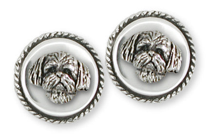 Lhasa Apso Cufflinks Handmade Sterling Silver Dog Jewelry LSZ21H-CL