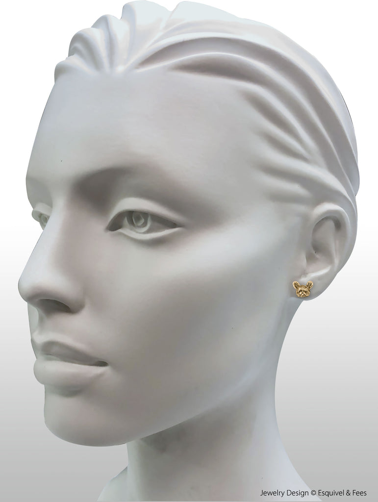 Lhasa Apso Jewelry 14k Yellow Gold Handmade Lhasa Earrings  LSZ33H-EG