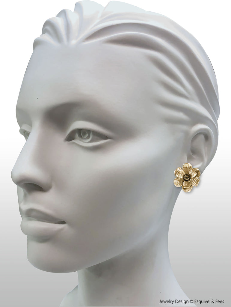 Magnolia Jewelry 14k Gold Vermeil Handmade Magnolia Earrings  MG6-EVM
