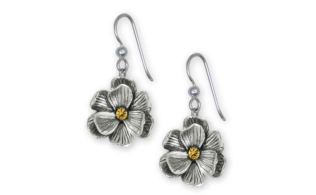 Magnolia Charms Magnolia Earrings Sterling Silver Magnolia With Stone Accents Jewelry Magnolia jewelry