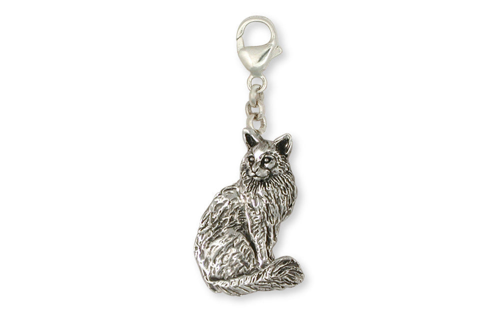 Maine Coon Cat Charms Maine Coon Cat Zipper Pull Handmade Sterling Silver Cat Jewelry Maine Coon Cat jewelry