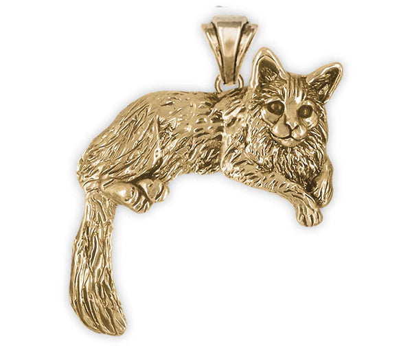 Maine Coon Maine Coon Cat Pendant 14k Gold Vermeil | Esquivel