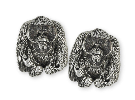 Orangutan Monkey Cufflinks Handmade Sterling Silver Jewelry OG1-CL